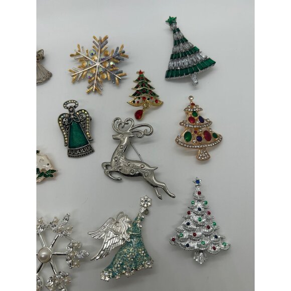 Christmas Brooch Lot Tree Pin Radko Eisenberg Avon Gerry Both Vintage Modern - Picture 11 of 16